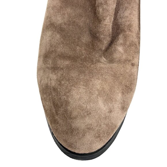 Lands’ End Womens Ankle Boots 10 Brown Leather Suede Chunky Heel Slip On Pull On - Picture 12 of 13